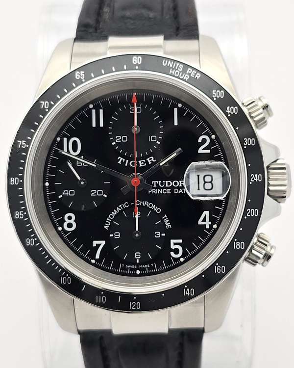 1997 Tudor Prince Date Tiger Chrono 40MM Black Dial Leather Strap (79260P)
