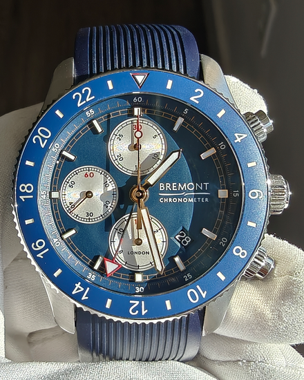Bremont Supermarine Chrono 43MM Blue Dial Rubber Strap (SMARINECHRONO-BL-R-S)
