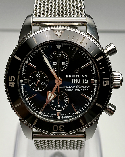 2020 Breitling Superocean Heritage II 44MM Black Dial Steel Bracelet (A13313)