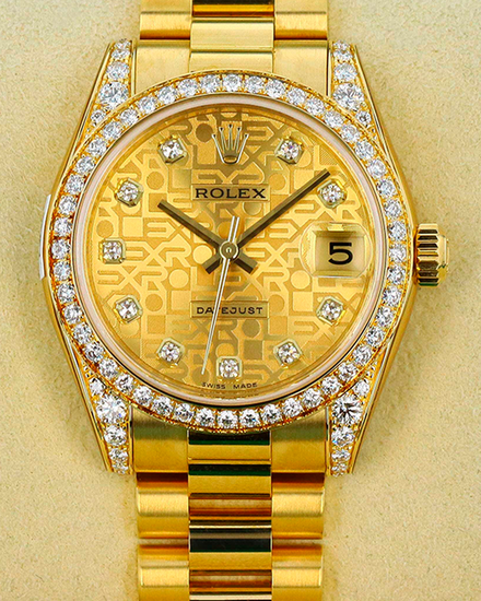 Rolex Datejust 31MM Champagne "Jubilee" Dial Yellow Gold President Bracelet (178158)