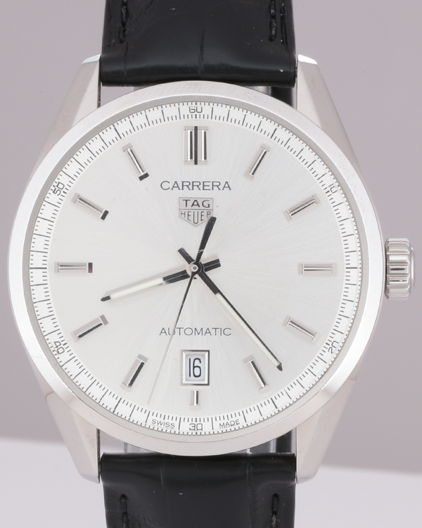 Tag Heuer Carrera Date Calibre 5 39MM Silver Dial Leather Strap (WBN2111/0)