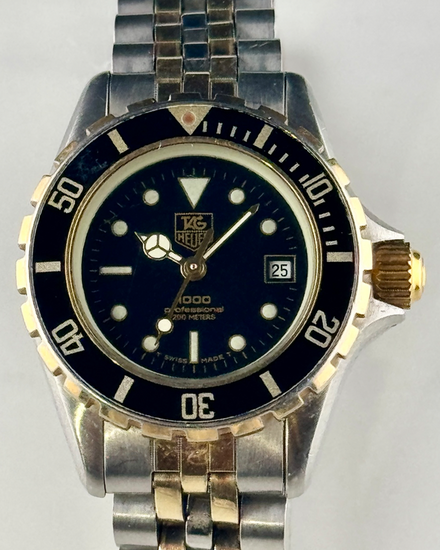 Tag Heuer Professional 1000 28MM Quartz Black Dial Gold-Plated Steel Bracelet (980.018B)