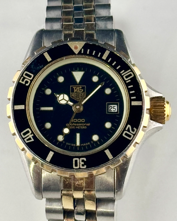 Tag Heuer Professional 1000 28MM Quartz Black Dial Gold-Plated Steel Bracelet (980.018B)