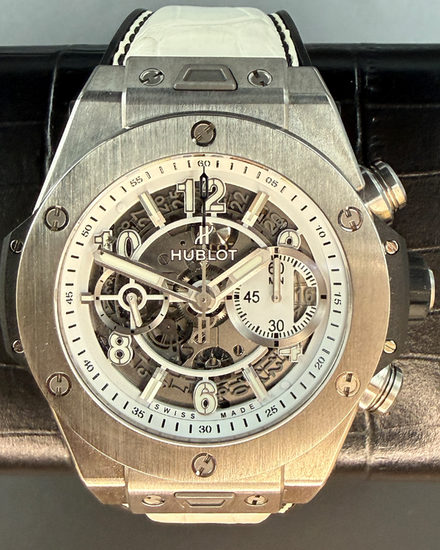 2016 Hublot Big Bang Unico "10th Anniversary Japan" 45MM Skeleton Dial Leather Strap (411.NE.2010.LR.JSM15)