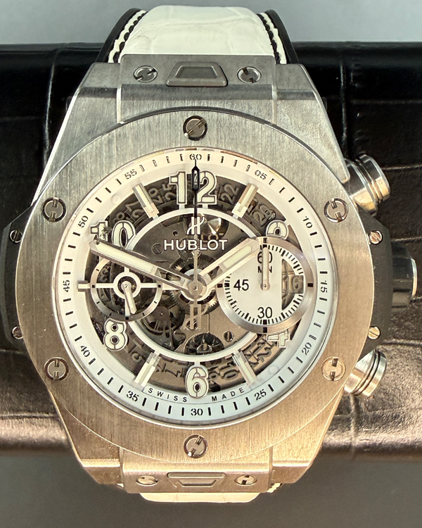 2016 Hublot Big Bang Unico "10th Anniversary Japan" 45MM Skeleton Dial Leather Strap (411.NE.2010.LR.JSM15)