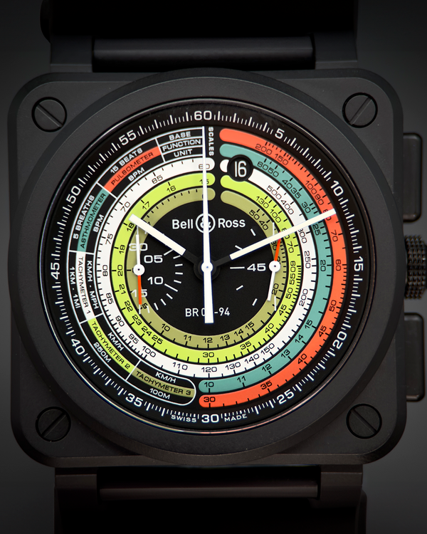 2023 Bell & Ross BR 03 - 94 Multimeter Chronograph L.E. 42MM Black "Multiscale" Dial Rubber Strap (BR0394-SW-CE/SRB)