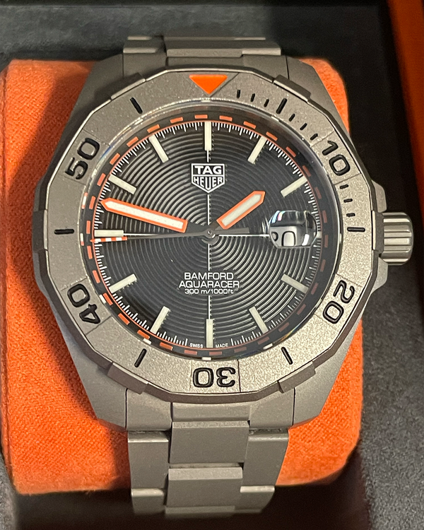 Tag Heuer Aquaracer Date X Bamford L. E. 43MM Black Dial Titanium Bracelet (WAY208F.BF0638)