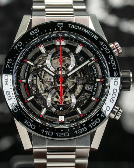 No Reserve - Tag Heuer Carrera 43MM Skeleton Dial Steel Bracelet (CAR2A1W.BA0703)