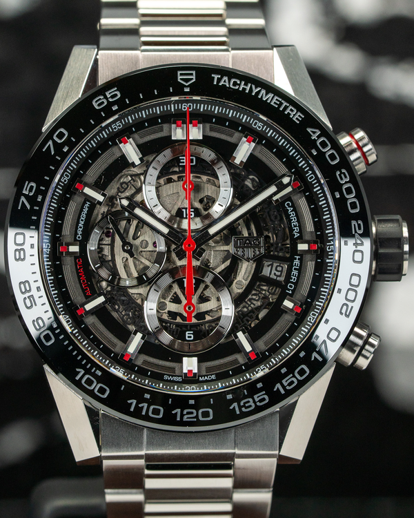 No Reserve - Tag Heuer Carrera 43MM Skeleton Dial Steel Bracelet (CAR2A1W.BA0703)