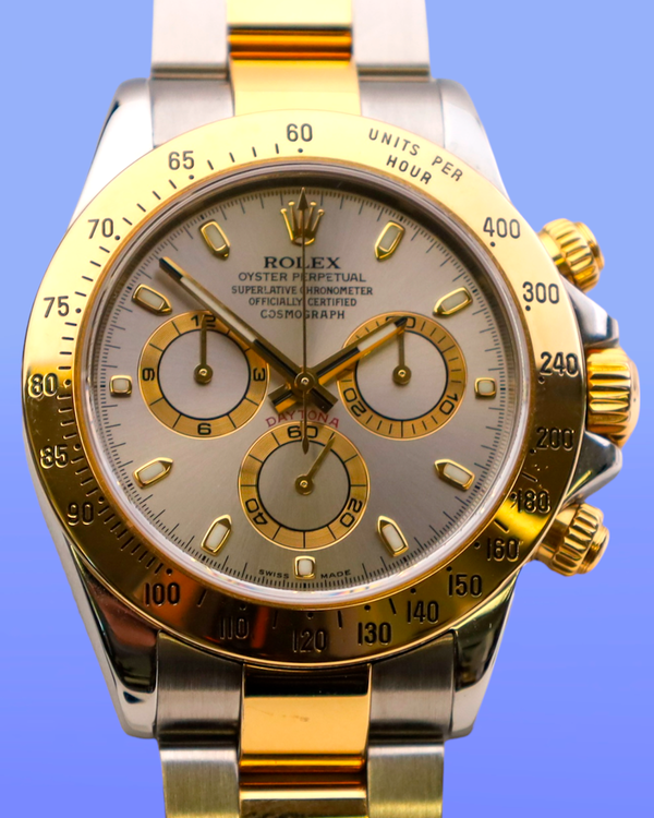 2004 Rolex Cosmograph Daytona 40MM Silver Dial Two-Tone Oyster Bracelet (116523)