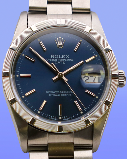Rolex Oyster Perpetual 34MM Blue Dial Oyster Bracelet (15210)