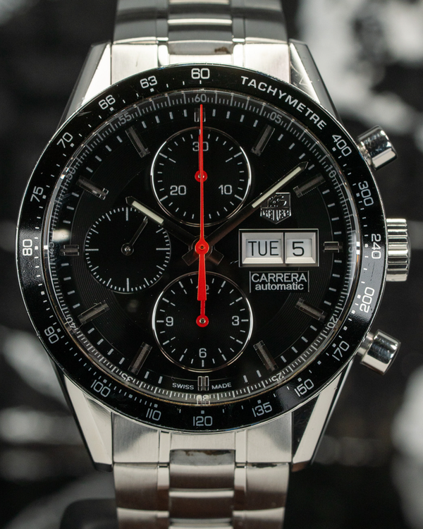 No Reserve - Tag Heuer Carrera Chronograph Calibre 16 41MM Black Dial Steel Bracelet (CV201AH)