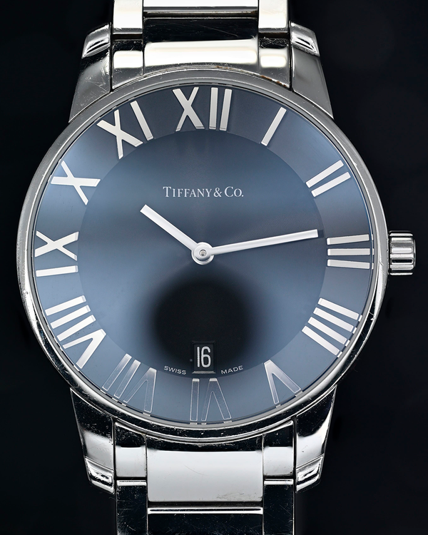 2011 Tiffany & Co. Atlas 37MM Quartz Blue Dial Steel Bracelet (Z1800.11.10A10A00A)