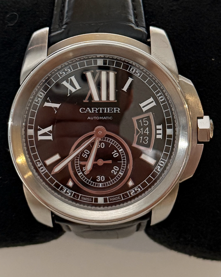Cartier Calibre de Cartier 42MM Black Dial Leather Strap (W7100041)