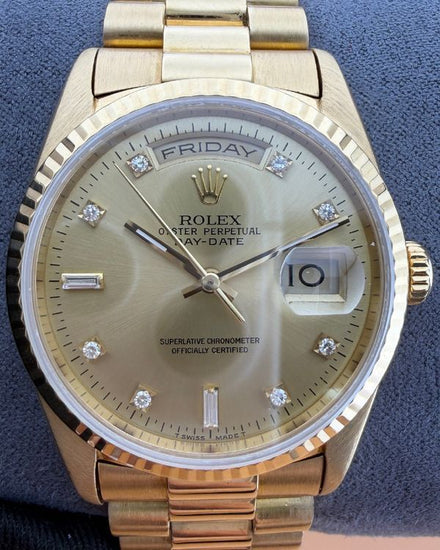 1991 (X Serial) Rolex Day-Date 36MM Champagne Dial Yellow Gold President Bracelet (18238)