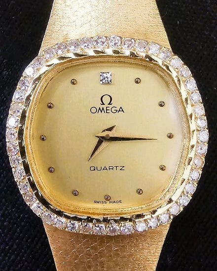 1980 Omega Vintage 23.5MM Quartz Champagne Dial Yellow Gold Bracelet (BA 791.8887)