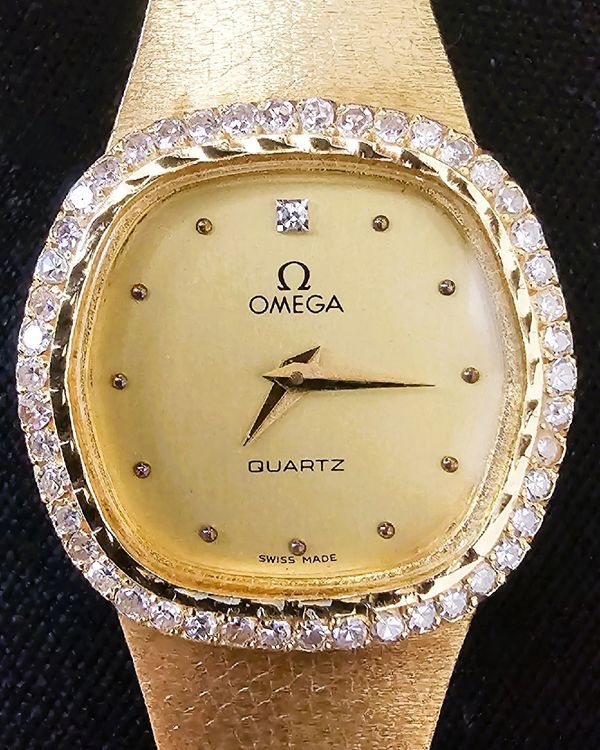1980 Omega Vintage 23.5MM Quartz Champagne Dial Yellow Gold Bracelet (BA 791.8887)