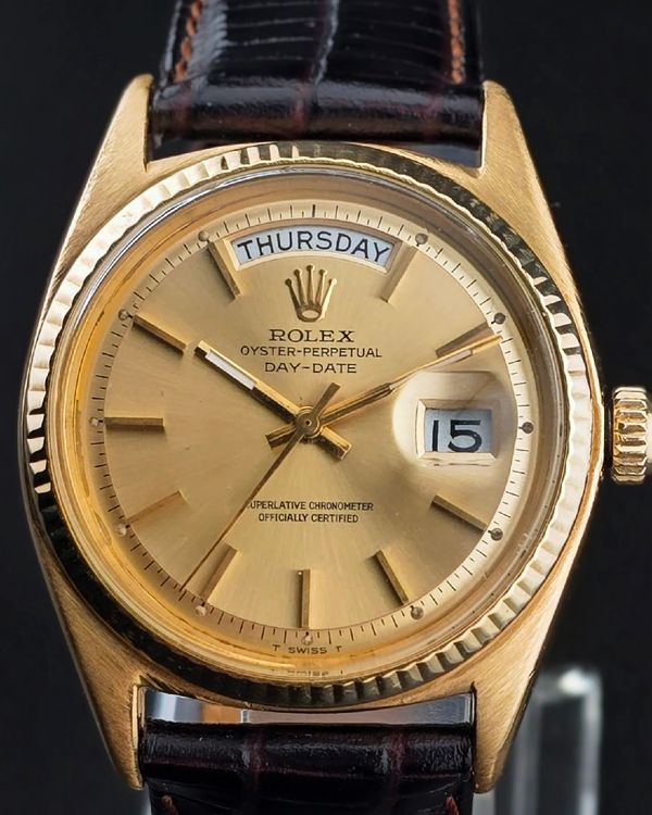 No Reserve - Rolex Day-Date 36MM Champagne Dial Aftermarket Leather Strap (1803)