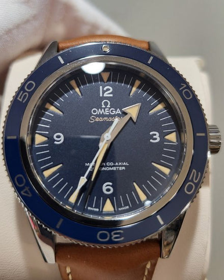 No Reserve - Omega Seamaster 300 41MM Blue Dial Leather Strap (233.92.41.21.03.001)