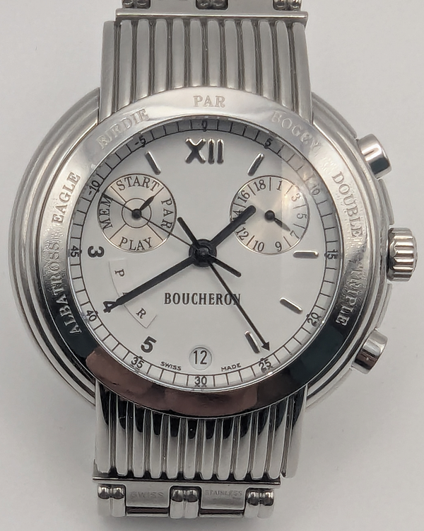 No Reserve - Boucheron Reflet "Chronogolf" 39MM Quartz White Dial Steel Bracelet (0001033414)