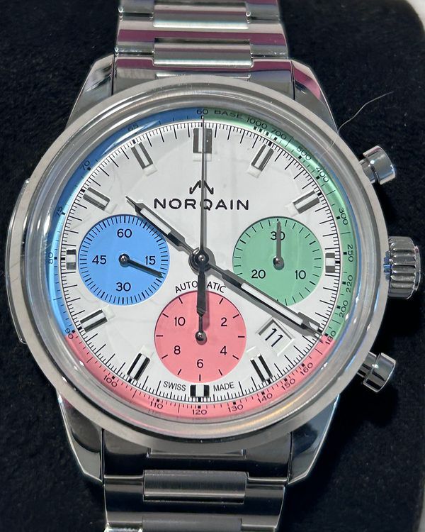 2025 Norqain Freedom 60 Chrono "Enjoy Life" S.E. 40MM White Dial Steel Bracelet (N2201.19S01.C01)
