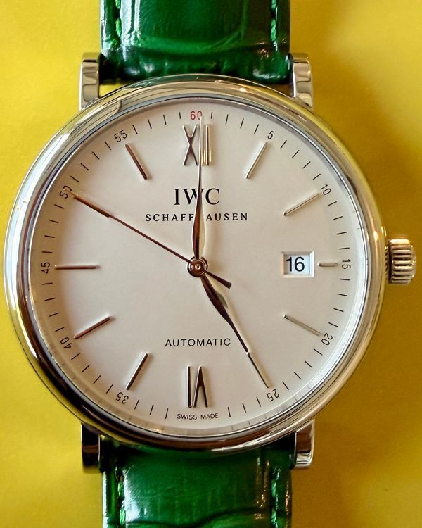 2023 IWC Schaffhausen Portofino 40MM Silver Dial Aftermarket Leather Strap (IW356505)