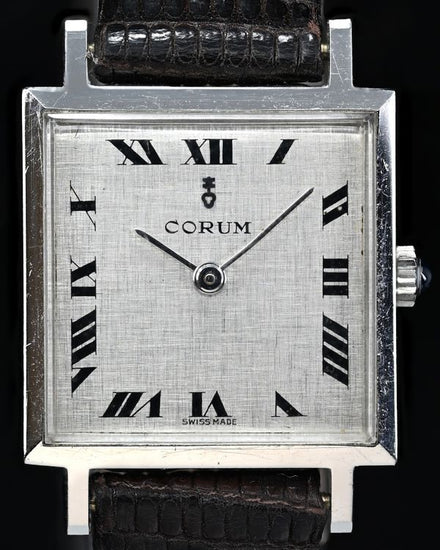 Corum Buckingham 22.5MM Silver "Linen" Dial Leather Strap (26158)