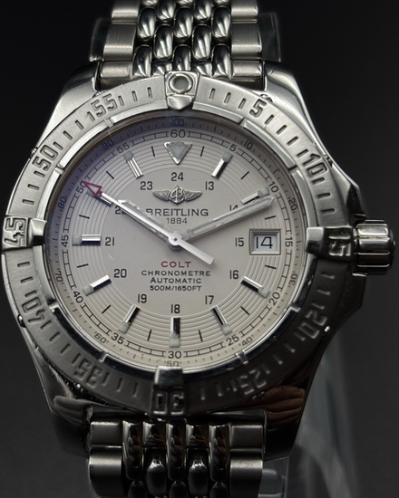 2007 Breitling Colt 41MM White Dial Aftermarket Steel Bracelet (A17380)