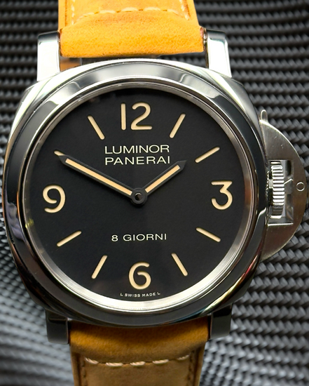 2020 Panerai Luminor 8 Giorni 44MM Black Dial Leather Strap (PAM00914)
