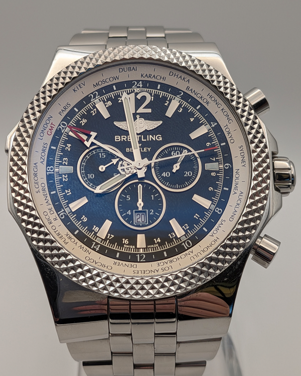 2021 Breitling Bentley GMT 49MM Black Dial Steel Bracelet (A47362)