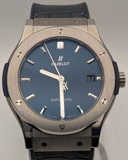 2021 Hublot Classic Fusion 45MM Blue Dial Leather Strap (511.NX.7170.RX)