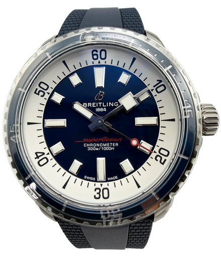No Reserve - 2025 Breitling Superocean 42MM Blue Dial Rubber Strap (A17375E71C1S1)