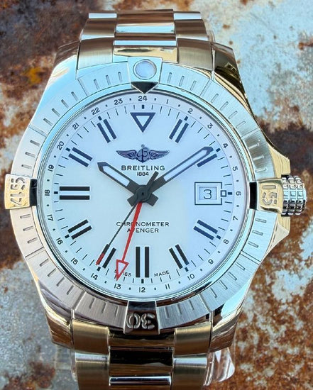 Breitling Avenger GMT 43MM White Dial Steel Bracelet (A32397)