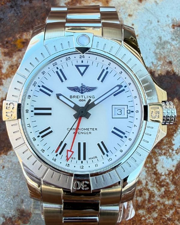 Breitling Avenger GMT 43MM White Dial Steel Bracelet (A32397)