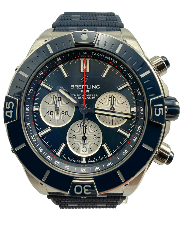 2025 Breitling Chronomat B01 44MM Blue Dial Rubber Strap (AB0136)