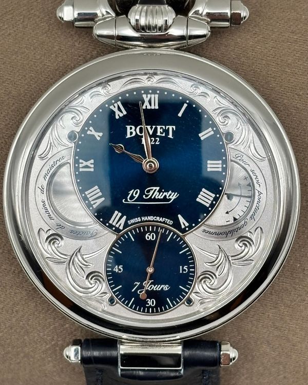2022 Bovet 19Thirty Fleurier 42MM Blue Dial Leather Strap (NTS0015)