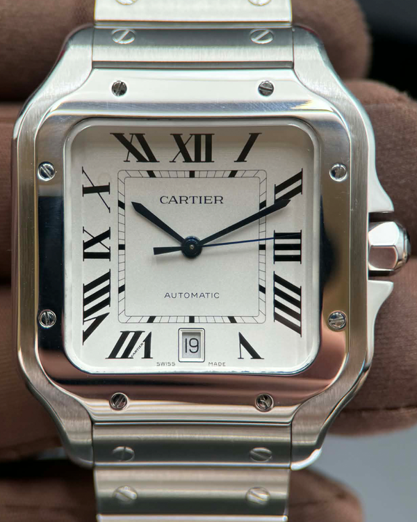 2022 Cartier Santos De Cartier 39.8MM White Dial Steel Bracelet (WSSA0018)