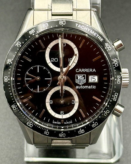 2010 Tag Heuer Carrera Chronograph Calibre 16 41MM Black Dial Steel Bracelet (CV2010)
