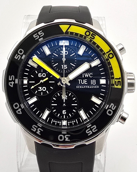 IWC Schaffhausen Aquatimer Chronograph 44MM Black Dial Rubber Strap (IW376708)