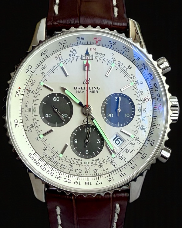 2019 Breitling Navitimer "Panda" B01 43MM Silver Dial Leather Strap (AB0121211G1P1)