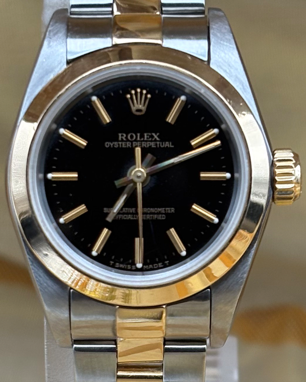 1997 Rolex Oyster Perpetual 24MM Black Dial Two-Tone Oyster Bracelet (67183)