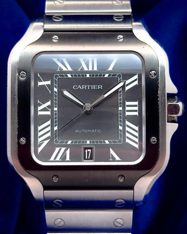 Cartier Santos De Cartier 39.8MM Grey Dial Steel Bracelet (WSSA0037)