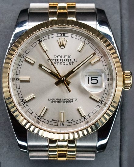 2012 Rolex Datejust 36MM Silver Dial Two-Tone Super Jubilee Bracelet (116233)