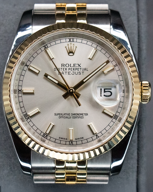 2012 Rolex Datejust 36MM Silver Dial Two-Tone Super Jubilee Bracelet (116233)