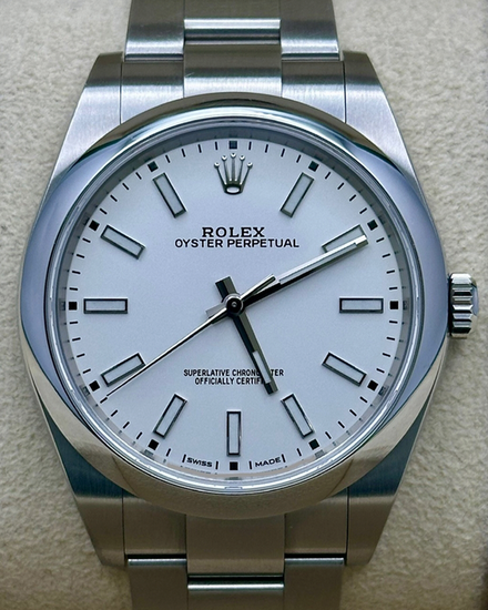 2019 Rolex Oyster Perpetual 39MM White Dial Oyster Bracelet (114300)