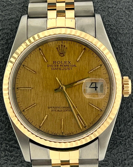 1991 Rolex Datejust 36MM Champagne "Linen" Dial Two-Tone Jubilee Bracelet (16233)