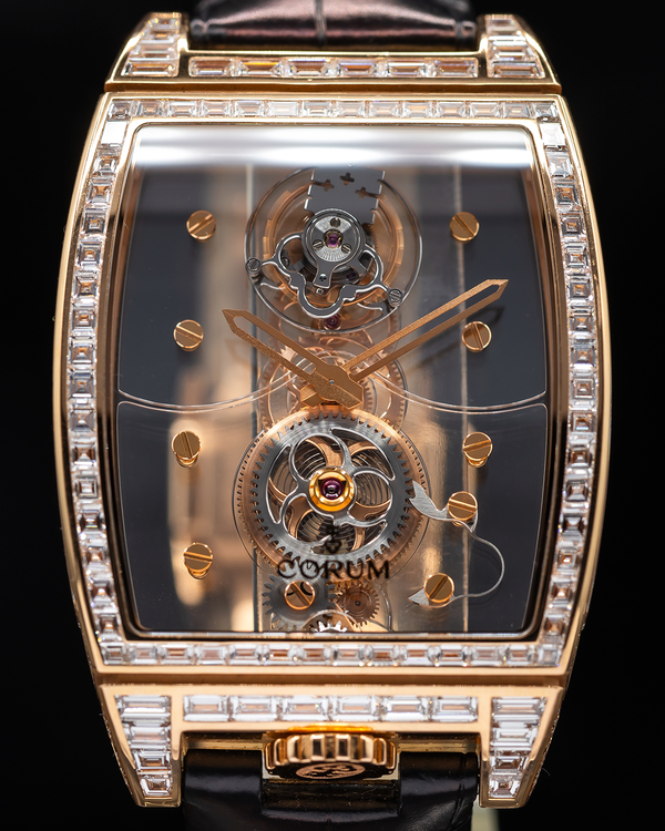 Rare 2005 Corum Golden Bridge Tourbillon L.E. 34MM Skeleton Dial Leather Strap (05.0072)