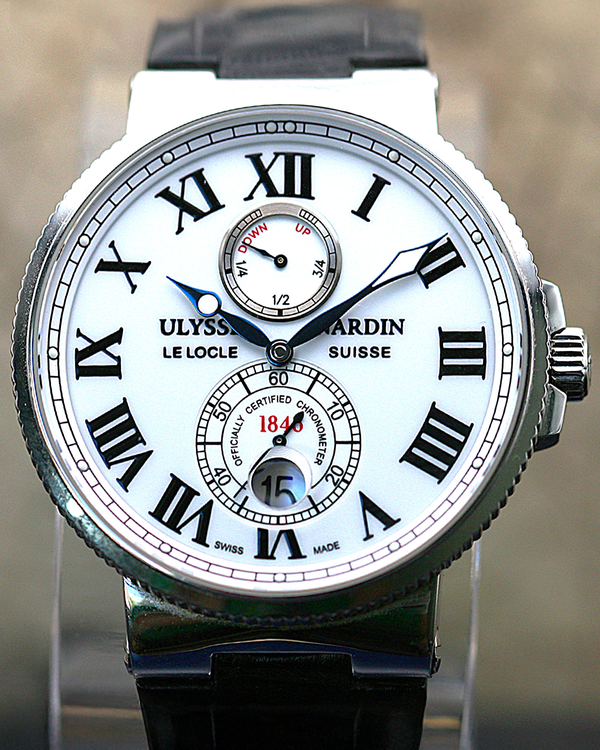 Ulysse Nardin Maxi Marine 43MM White Dial Leather Strap (263-67)