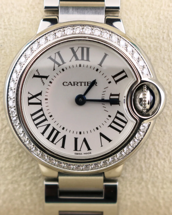 Cartier Ballon Bleu 28MM Quartz Silver Dial Steel Bracelet (W4BB0015)