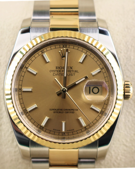 2014 Rolex Datejust 36MM Champagne Dial Two-Tone Oyster Bracelet (116233)